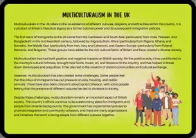 Vorschau - Arbeitsblätter - Multicultural Society in the UK / Multiculturalism (Speaking Prompts / Conversation Cards) - Seite 1