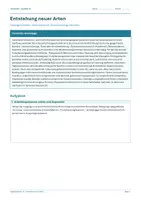 Vorschau - Arbeitsblätter - Arbeitsblatt Biologie Klasse 10 - Entstehung neuer Arten - Deckblatt