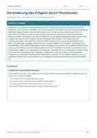 Vorschau - Arbeitsblätter - Arbeitsblatt Biologie Klasse 10 - Veränderung des Erbguts durch Mutationen - Deckblatt