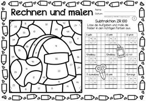 Voorbeeld - Rechen-Mal-Blätter - Subtraktion Zahlenraum 100 (Back to school) Wiskunde Duits - Pagina 2