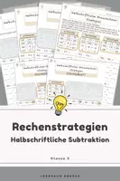 Vorschau - Arbeitsblätter - Halbschriftliches Rechnen Subtraktion ZR 1000 | 3. Klasse | Strategien | Schrittweise, Stellenweise & Hilfsaufgabe inkl. Lösungen | Differenziert - Deckblatt