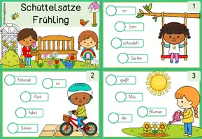 Vorschau - Arbeitsblätter - Schüttelsätze | Frühling | Deutsch | Rechtschreibung & Satzbau | Klasse 1-4 - Seite 1