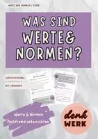 Vorschau - Arbeitsblätter - Was sind Werte und Normen? - Ethik Einstiegsstunde - Deckblatt