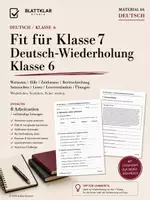Vorschau - Arbeitsblätter - Fit für Klasse 7 - Deutsch-Wiederholungspaket Klasse 6 mit Lösungen - Deckblatt