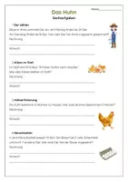 Vorschau - Arbeitsblätter - Sachaufgaben AB 1 zum Thema Huhn - Deckblatt