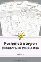Vorschau - Arbeitsblätter - Halbschriftliches Rechnen Multiplikation ZR 1000 | 3. Klasse | Strategien | Schrittweise, Stellenweise & Hilfsaufgabe inkl. Lösungen - Deckblatt