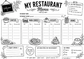 Vorschau - Arbeitsblätter - My Restaurant (Menu) - Seite 1