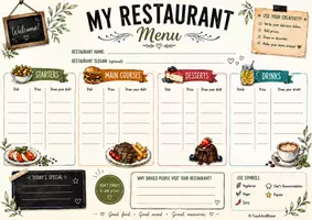 Vorschau - Arbeitsblätter - My Restaurant (Menu) - Deckblatt