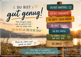 Vorschau - Poster - Du bist gut genug - Motivationskarte am Schuljahresende - Deckblatt