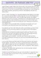 Vorschau - Unterrichtsreihen - Der Rucksack voller Mut für Klasse 1 und 2 | Aufführung, Theaterstück, Rollenspiel zu Einschulung und Schulanfang · Mini-Theater - Seite 3