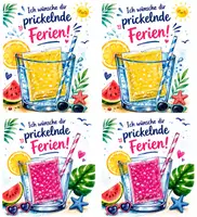 Vorschau - Bildkarten - Prickelnder Feriengruß - Deckblatt