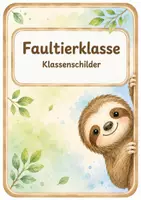 Vorschau - Poster - Faultierklasse - Klassenschilder - 3 Varianten - Deckblatt