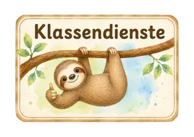Vorschau - Poster - Faultierklasse - Klassendienste - Schilder & Dienstkärtchen - Seite 1