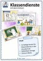 Vorschau - Bildkarten - Klassendienste mit dem Einhorn | 11 Klassendienste + editierbare Vorlage für die Grundschule - Deckblatt