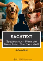 Vorschau - Arbeitsblätter - Sachtext Speziesismus für Klass 9-10 - Deckblatt