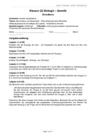 Vorschau - Arbeitsblätter - Klausur: Genetik, Mutation, Proteinsynthese - Deckblatt