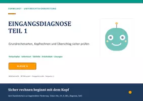 Vorschau - Stundenentwürfe - Mathe UV Klasse 6 Diagnose Teil1 - Deckblatt