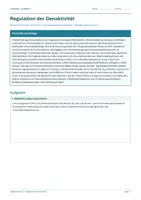 Vorschau - Arbeitsblätter - Arbeitsblatt Biologie Klasse 11 - Regulation der Genaktivität - Deckblatt