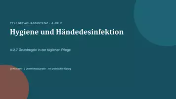 Vorschau - Präsentationen/Tafelbilder - A-2.7 Präsentation Hygiene und Händedesinfektion - Deckblatt