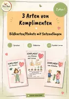 Vorschau - selbst erstellte Cliparts/Grafiken - 3 Arten von Komplimenten - Plakate mit Satzanfängen - Deckblatt