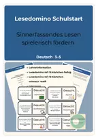 Vorschau - Stationenlernen - Freebie Lesedomino Schulstart– kostenlos Sinnerfassendes Lesen - Deckblatt