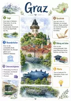 Vorschau - Arbeitsblätter - Lernposter + Arbeitsblätter zum Thema "Graz" + Lösung & MP3 + Mindmap + Infografik - Deckblatt