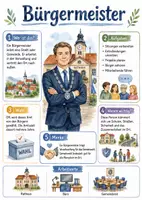 Vorschau - Arbeitsblätter - Lernposter + Arbeitsblätter zum Thema "Bürgermeister" + Lösung & MP3 + Mindmap + Infografik - Deckblatt