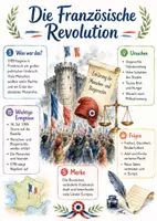 Vorschau - Arbeitsblätter - Lernposter + AB mit Fragen zum Thema "Französische Revolution" + Lösungsblatt + Mindmap + Infografik - Deckblatt