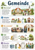Vorschau - Arbeitsblätter - Lernposter + Arbeitsblatt zum Thema "Gemeinde" + Onlineübung & MP3 + Mindmap + Infografik - Deckblatt