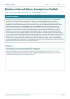 Vorschau - Arbeitsblätter - Arbeitsblatt Biologie Klasse 12 - Biodiversität und Schutz biologischer Vielfalt - Deckblatt