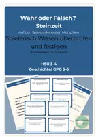 Vorschau - Spiele - Wahr oder Falsch? Steinzeit – 20 Aussagenkarten – Klasse 3-6 - Deckblatt