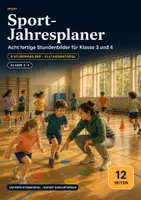Vorschau - Stundenentwürfe - Sport Klasse 3/4 Jahresplaner – 8 fertige Stundenbilder ohne Turngeräte - Deckblatt