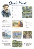 Vorschau - Arbeitsblätter - Lernposter + Arbeitsblätter zum Thema "Claude Monet" + Lösung & MP3 + Mindmap + Infografik - Deckblatt