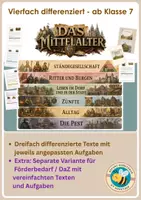 Vorschau - Arbeitsblätter - Mittelalter - alle Themen - vierfach differenziert - inkl. Förderbedarf / DaZ - Deckblatt
