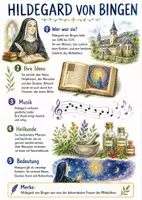 Vorschau - Arbeitsblätter - Lernplakate + AB mit Fragen zum Thema "Hildegard von Bingen" + Lösungsblatt + Mindmap + Infografik - Deckblatt