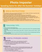 anteprima - Giochi - Photo Imposter: Teaching Idea for the first week back at school - Pagina di copertina