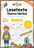 Vorschau - Arbeitsblätter - 10 Lesetexte zum Herbst (mit Aufgaben) - Deckblatt