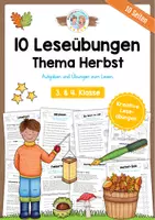 Vorschau - Arbeitsblätter - 10 Leseübungen zum Herbst (Lesen & Verstehen) - Deckblatt