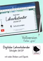 Vorschau - Präsentationen/Tafelbilder - Digitaler Lehrerkalender Schuljahr 26 / 27, 6 Stunden, Farbe: grün - Deckblatt