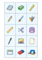 Vorschau - Spiele - School supplies (Schulmaterialien) Vokabeln lernen SPIEL - Seite 1