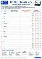 Vorschau - Arbeitsblätter - HTML - Glossar - ein Versuch - mit Lösung - Deckblatt