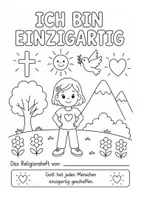 Vorschau - Arbeitsblätter - Ich bin einzigartig – Titelblatt für das Religionsheft | Junge & Mädchen | Religionsunterricht | Grundschule - Deckblatt