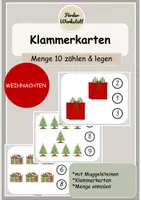 Vorschau - Arbeitsblätter - Klammerkarten: Menge 10 - WEIHNACHTEN - Menge legen -. Mathematik - Deckblatt