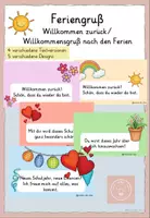 Vorschau - Bildkarten - Feriengruß, Willkommen zurück, Willkommensgruß nach den Ferien - Deckblatt