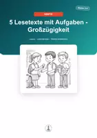 Vorschau - Arbeitsblätter - KOSTENLOSES LESEPAKET – Großzügigkeit | 5 Lesetexte mit 40 Aufgaben | Klasse 3–4 - Deckblatt