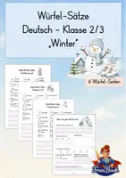 Vorschau - Arbeitsblätter - Würfel-Sätze Winter | Deutsch Klasse 2 | Satzbildung - Deckblatt