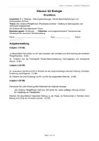 Vorschau - Klassenarbeiten - Klausur: Ökologie, Anpassung des Pfeilgiftfrosches - Deckblatt
