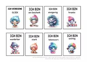 Vorschau - Anderer Materialtyp - Mutmachkarten Trolle | Positive Affirmationen für Mut & Selbstvertrauen | Klasse 1–4 - Seite 2