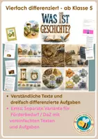 Vorschau - Arbeitsblätter - Das Fach Geschichte - Einführung / Was ist Geschichte? Vierfach differenziert inkl. autarker Förderversion / DaZ-Version - Deckblatt