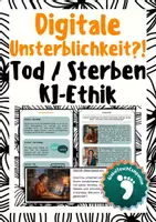Vorschau - Unterrichtsreihen - KI-Ethik & digitale Unsterblichkeit - Stirbt der Mensch noch, wenn seine Daten weiterleben? (Praktische Philosophie, Tod und Sterben, Kl. 9/10) - Deckblatt